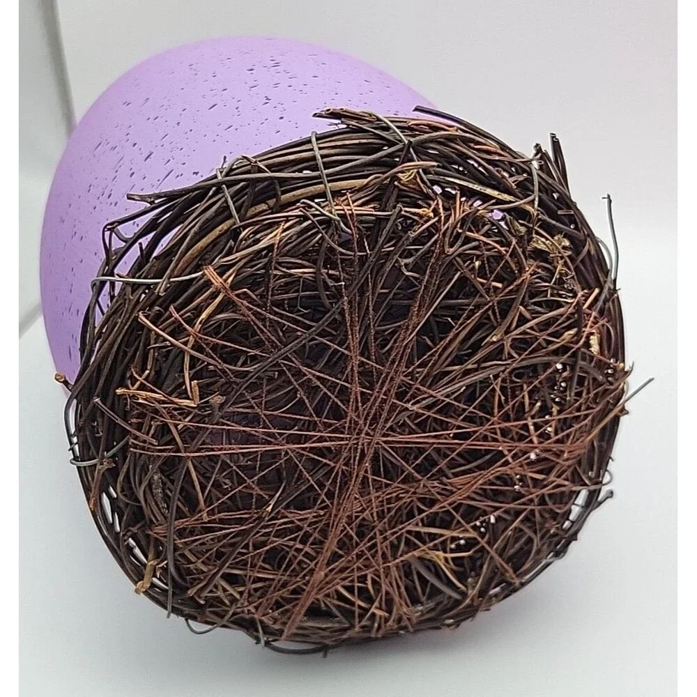 Speckled Purple Eggshell Nest Easter Planter/Vase Ceramic 6